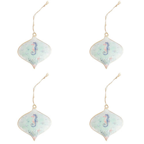 4PK Urban Sea Jellyfish/Seahorse Metal Hanging Decor 10cm Blue/Purple Assorted