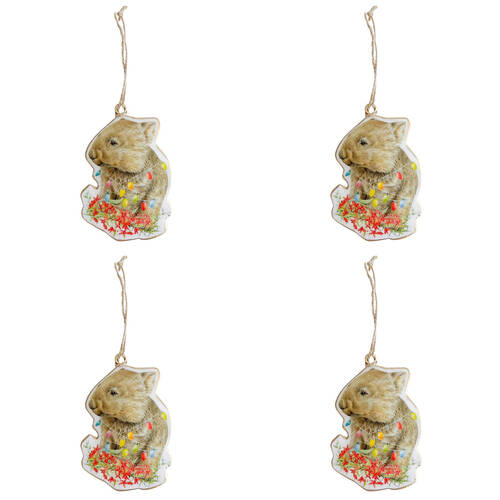 4PK Urban Popcorn Blue Echidna/Wombat Metal Hanging Decor 10cm Grey/Brown Asstd