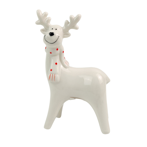 Urban 16cm Cute Ceramic Reindeer Home Decorative Statue - White