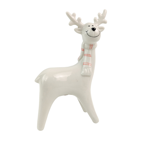 Urban 19cm Cute Ceramic Reindeer Home Decorative Statue - White
