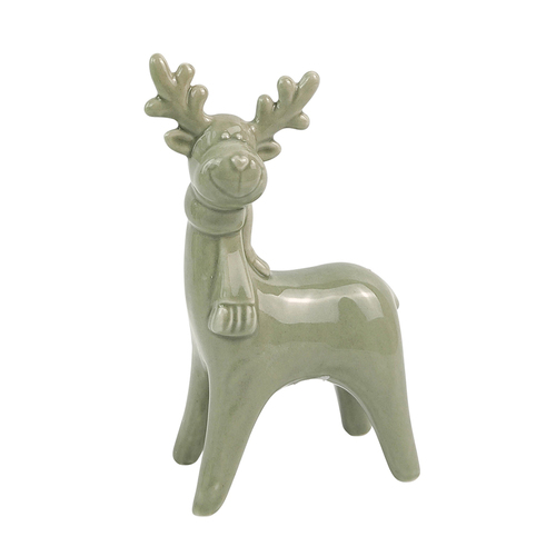Urban 16cm Cute Ceramic Reindeer Home Decorative Statue - Sage