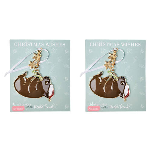2PK Urban Renee Treml Wombat Hanging Christmas Decoration 7cm Brown