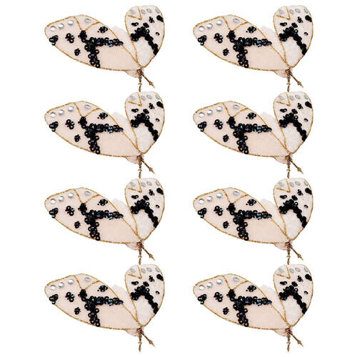 8PK Urban Moth Clip Christmas Decoration Ornament 9cm Pink/Black
