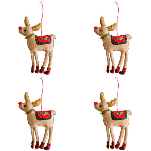 4PK Urban Standing Reindeer Hanging Christmas Decoration 20cm Light Brown