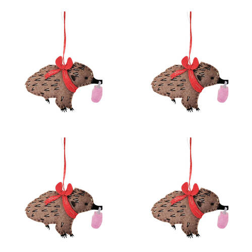 4PK Urban Renee Treml Echidnas Hanging Decoration 10cm Brown Assorted