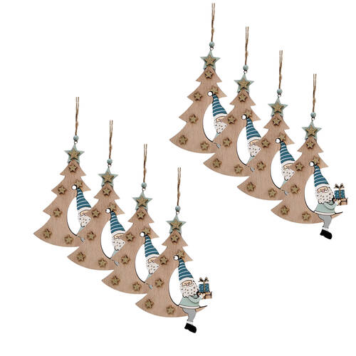 8PK Urban Santa/Reindeer Tree Cresent Hanging Decoration 20cm Sage Assorted