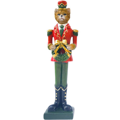 Urban Cat/Dog Nutcracker Resin Standing 22cm Red/Green Assorted