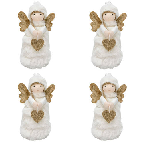 4PK Urban Rosie Girl Standing Christmas Decoration 19cm White/Gold