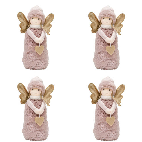 4PK Urban Rosie Girl Standing Christmas Decoration 25cm Pink/Gold