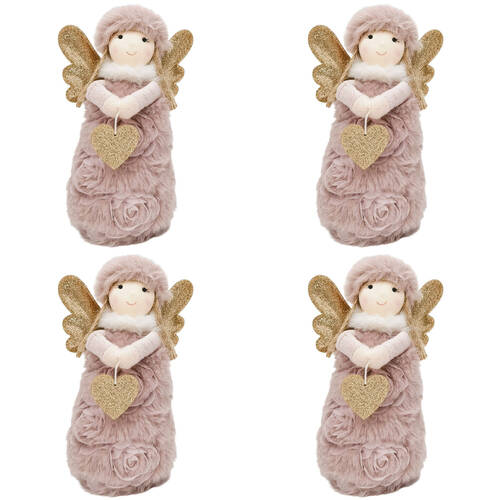 4PK Urban Rosie Girl Standing Christmas Decoration 19cm Pink/Gold