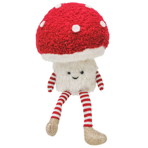 Urban Fluffy Toadstool Sitting Christmas Decoration 24cm Red/White