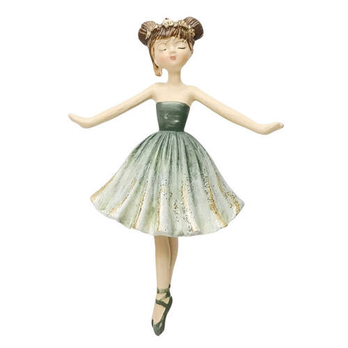 Urban Ballerina Resin Hanging Christmas Decoration 10cm Sage Green Assorted