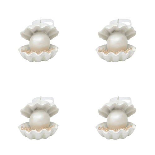 4PK Urban Clam Pearl Resin Hanging Christmas Decoration 5cm Pink/Sage Assorted