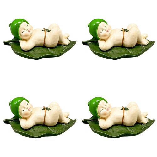 4PK Urban May Gibbs Sleeping Babies Resin Decoration 8cm Green/Natural Assorted