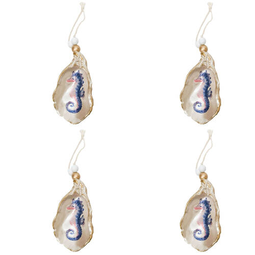 4PK Urban Jellyfish/Seahorse Shell Hanging Christmas Decoration Purple Assorted