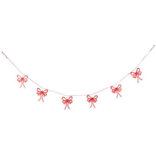 Urban Bow Hanging Garland Indoor Christmas Decoration 10cm Red