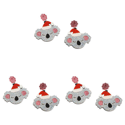 3x 2pc Urban Pop Christmas Koala Festive Earrings Jewellery Set Grey/Red