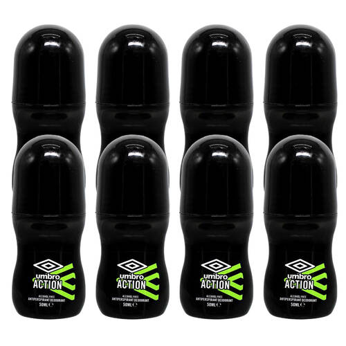 8PK Umbro Men Compact Anti-Perspirant Underarm Roll On Deodorant 50ml Action