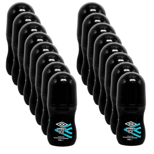 16PK Umbro Men Compact Anti-Perspirant Underarm Roll On Deodorant 50ml Ice