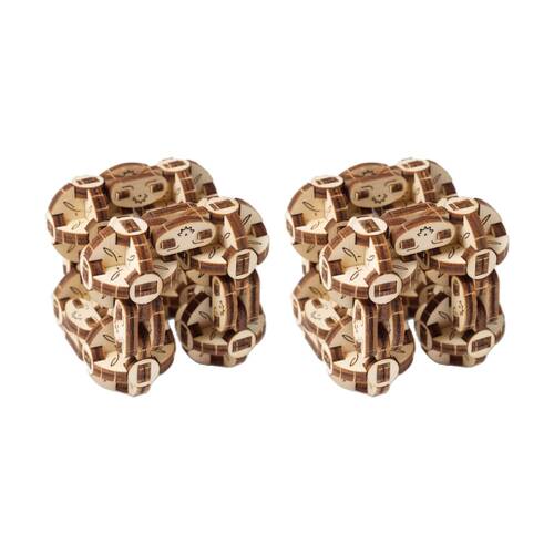 2PK UGears Flexi-Cubus 2.0 Mechanical Model Wooden 3D Puzzle Fidget Toy 144pc 8y+