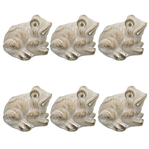 6PK Urban Ceramic Fable Frog Ornament Outdoor Garden Decor 7cm Bisque