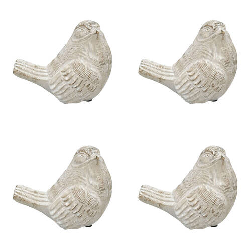4PK Urban Ceramic Fable Bird Ornament Outdoor Garden Decor 13cm Bisque