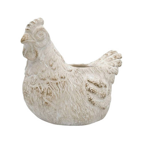 Urban Ceramic Fable Chicken Outdoor Planter Pot 20x25cm Bisque