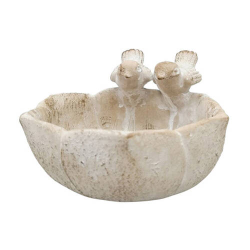 Urban Ceramic Fable Outdoor Garden Bird Bath Bowl 19x10cm Bisque