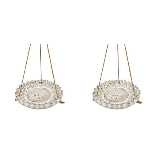 2PK Urban Ceramic Fable Bee Outdoor Garden Bird Feeder 20cm Bisque