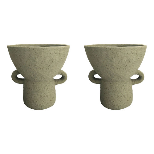 2x Urban Dayze 25.5cm Concrete Tall Planter Pot Large - Sage