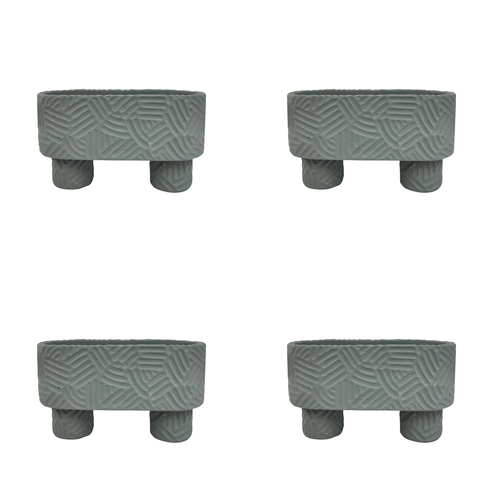 4x Urban Enola 20cm Concrete Long Planter Pot w/ Legs - Blue