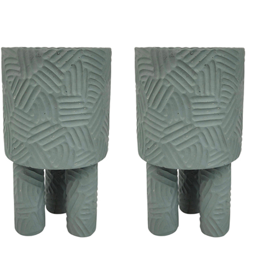2x Urban Enola 21cm Concrete Tall Planter Pot w/ Legs - Blue