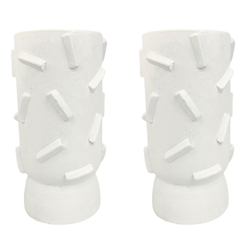 2x Urban Felix 26cm Concrete Flower/Plant Vase Display Pot Large - White