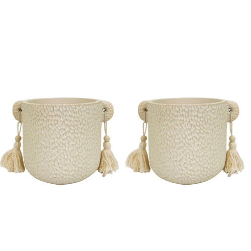 2x Urban Kinsley 13cm Concrete Planter Pot Small - Cream