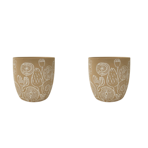 2x Urban Molly 13cm Concrete Pot Planter Small - Beige
