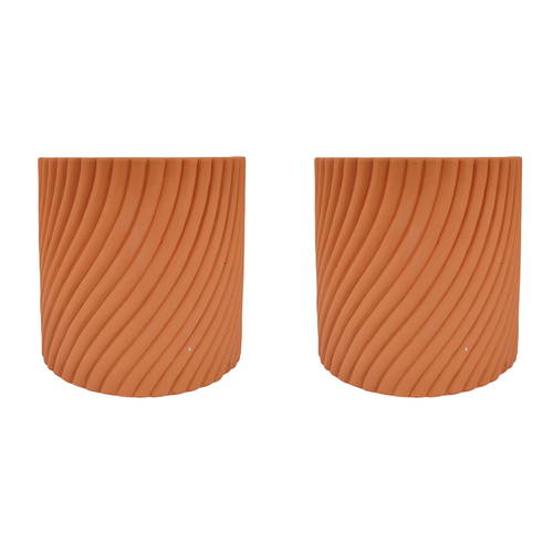 2x Urban Eliza 13cm Concrete Planter Pot Small - Terracotta