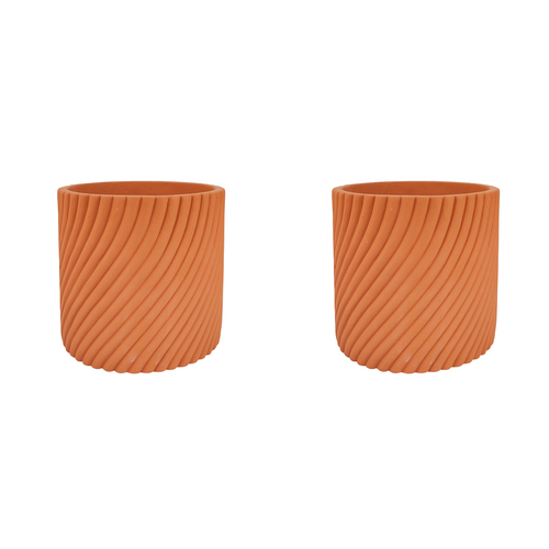 2x Urban Eliza 16cm Concrete Planter Pot Medium - Terracotta