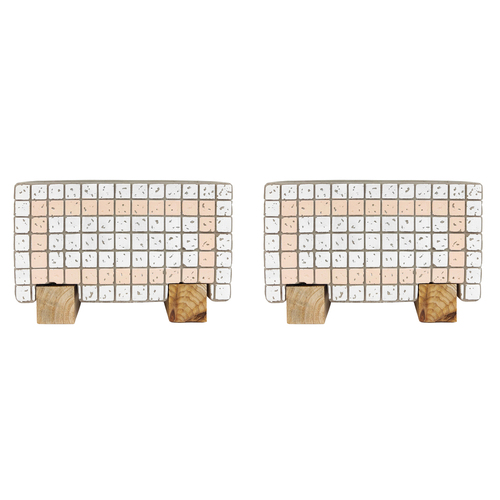 2x Urban Brix Rectangular 21cm Concrete Planter Pot - White/Pink
