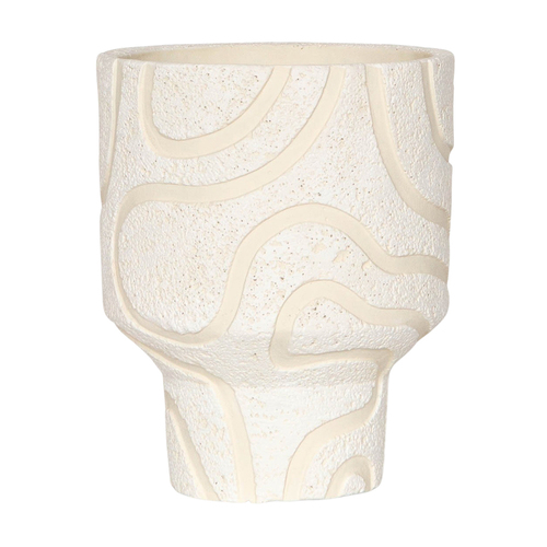Urban 17cm Charlie Curved Lines Planter Garden Pot Medium - White