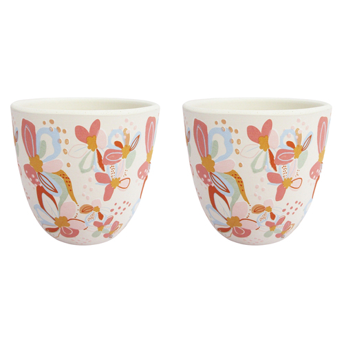 2x Urban 10cm Franki Floral Concrete Planter Garden Pot Small