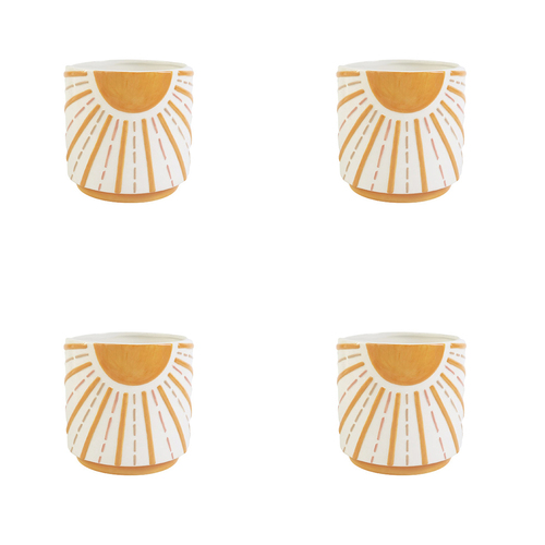 4x Urban Sunshine 13cm Ceramic Hanging Planter Pot Small - Orange