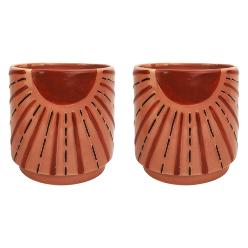 2x Urban Sunshine 17cm Ceramic Planter Pot Medium - Pink
