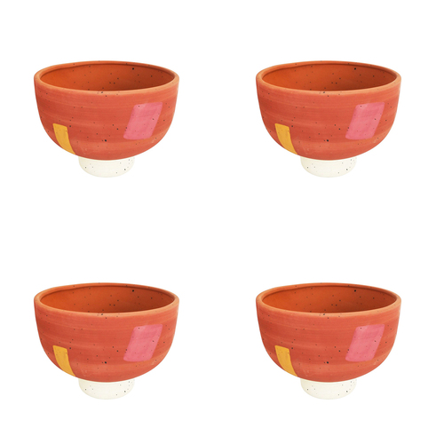 4x Urban Windsor 11cm Ceramic Planter Pot Small - Terracotta/White