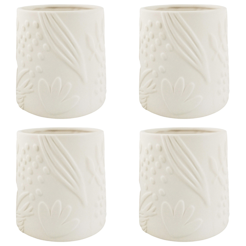 4x Urban Caprice Foliage 12cm Ceramic Planter Pot Small - Snow