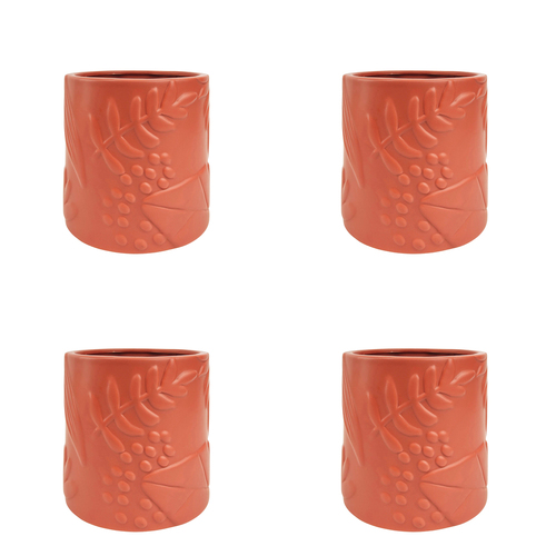 4x Urban Caprice Foliage 14cm Ceramic Planter Pot Medium - Berry