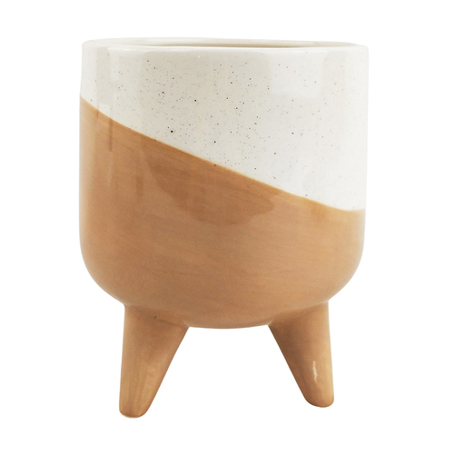 Urban Avery Ceramic 16cm Dot Planter w/ Legs Medium - Beige