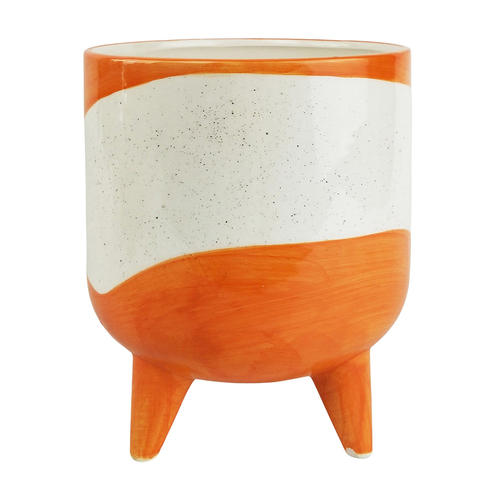 Urban Avery Ceramic 19.5cm Dot Planter w/ Legs Large - Orange