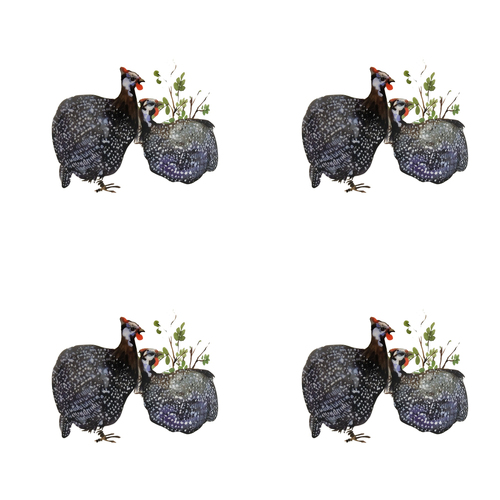 4x Urban Guinea Fowl 12cm Ceramic Planter Pot Small - Blue