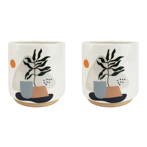 2x Urban Octavia Abstract 13cm Ceramic Planter Pot - Small
