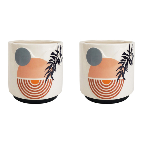 2x Urban Quinn Abstract Rainbow 13cm Ceramic Planter Pot - Small